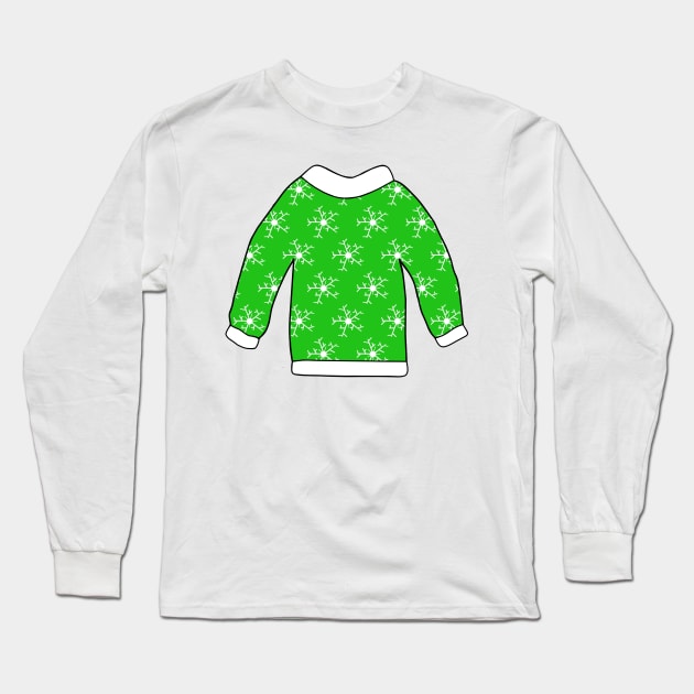 Green Ugly Holiday Sweater Long Sleeve T-Shirt by SartorisArt1